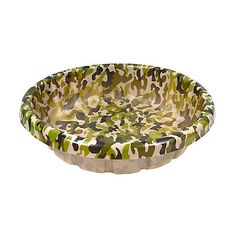 a green and black camouflage print bowl