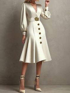 Midi Evening Dress, Midi Party Dress, Prom Midi Dress, White Dress Party, V Neck Midi Dress, Women's Evening Dresses, Puff Sleeve Dresses, Evening Dresses Elegant, Winter Trends