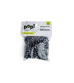 a bag of black and white sprinkles with the word pop on it