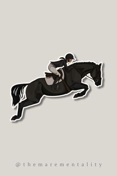 a horse and rider jumping over an obstacle on a gray background with the words, the marementity