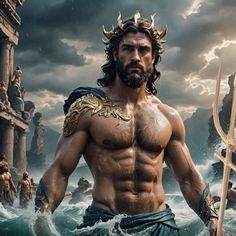 Greek God Poseidon, Male Art Men, Drawing Superheroes, Grece Antique, Character Inspiration Male