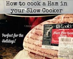 the instructions for how to cook ham in your slow cooker are displayed on a kitchen counter