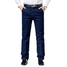 Product information: Color: DK 8030 dark blue Elasticity: Micro elasticity Pants length: trousers Waist type: high waist Size: 28, 29, 30, 31, 32, 33, 34, 35, 36, 38, 40, 42 Fly opening: zipper fly Fabric name: denim Applicable scenarios: Leisure Applicable Gender: Male Pants type: wide tube Suitable season: Autumn Style: Casual Size: Note: 1. Asian sizes are 1 to 2 sizes smaller than European and American people. Choose the larger size if your size between two sizes. Please allow 2-3cm differences due to manual measurement. 2. Please check the size chart carefully before you buy the item, if you don't know how to choose size, please contact our customer service. 3.As you know, the different computers display colors differently, the color of the actual item may vary slightly from the follo Slim Fit Denim Blue Bottoms With Pockets, Slim Fit Dark Wash Bottoms For Work, Denim Blue Slim Fit Bottoms For Work, Slim Fit Blue Denim Pants, Slim Fit Denim Blue Pants With Pockets, Dark Wash Slim Fit Full-length Bottoms, Blue Slim Fit Denim Pants, Dark Wash High Waist Slim Fit Pants, High Waist Slim Fit Dark Wash Pants