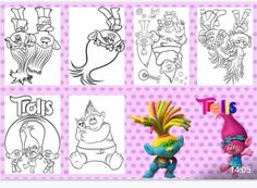 an image of cartoon characters with coloring pages