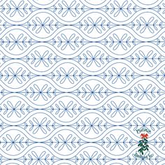 a blue and white pattern with an ornament on it