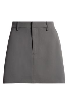 Trouser touches tailor a staple twill miniskirt cut in a timeless A-line silhouette. 15" length (size Medium) Zip fly with hook-and-bar closure Lined 100% polyester Dry clean Imported Short Mini Skirt For Workwear, Classic Workwear Skort, Chic Skort For Workwear With Short Inseam, Classic Relaxed Skort For Workwear, Classic Solid Mini Skort, Short Length Relaxed Skort For Workwear, Classic Short Length Lined Skort, Classic Mini Skort, Workwear Mini Skirt With Short Inseam