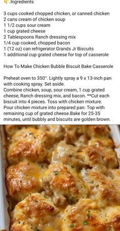 the recipe for baked chicken casserole is shown