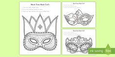 three masks for mardi gras coloring pages