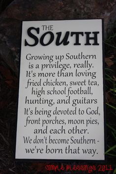 a sign that says the south growing up southern is a privge, really it's more than loving fried chicken,