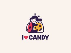 i love candy logo with ladybug and stars on the chest, for children's clothing