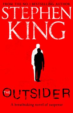 the outsider by stephen king is shown on an orange book cover with black lettering