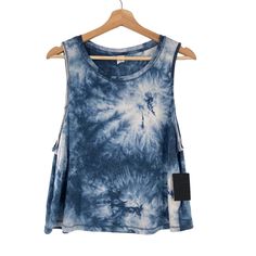 90 Degrees Reflex Tie Dye Tank Top In Blue Activewear Work Out. Pal2200 Blue Activewear, Tie Dye Tank Top, 90 Degrees, Work Out, Blue White, Tie Dye, Active Wear, Color Blue, Blue And White