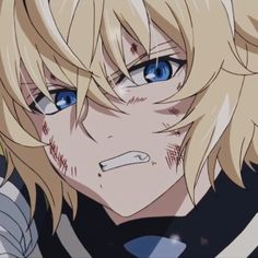 an anime character with blonde hair and blue eyes