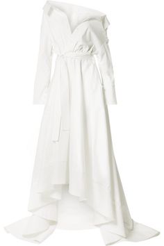 Danielle Frankel - Lou Off-the-shoulder Cotton-blend Poplin Gown - Ivory Danielle Frankel, Silk Gown, Satin Gown, Wedding Dresses Unique, White Wedding Dresses, Beach Wedding Dress, Dress 100, Elegant Dress, Gianvito Rossi