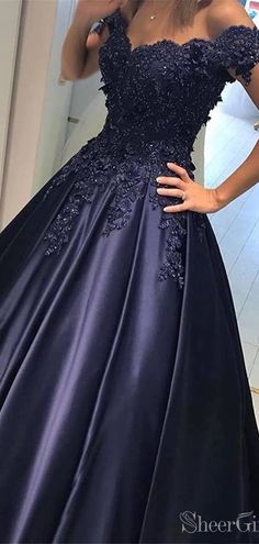 Modest lace beaded prom dresses.Prom Dresses 2019,long Prom Dresses, #eveningdresses #eveninggowns #formaleveningdresses #promdresses #ballgowns #graduationparty #promdresseslong #promdresseslace #prom #promgown #quinceanera #promdress2019 #prom2k19 Ball Gown Off Shoulder, Gown Off Shoulder, Navy Blue Prom, Dresses With Beading, Navy Prom Dresses, Blue Prom Dresses, Beaded Formal Dress, Navy Blue Prom Dresses, Gown Blue