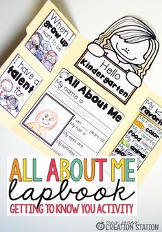 an all about me lapbook with pictures and text