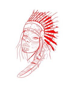 Indian Girl Tattoos, Darkside Tattoo, Aztec Tattoos Sleeve, Native American Tattoo Designs, Geometric Wolf Tattoo, Geisha Tattoo Design, Native American Drawing