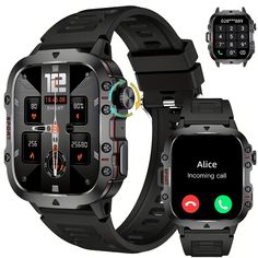 an image of a smart watch with different functions on the screen and wristbands