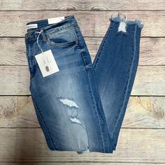 Nwt- Kan Can Jeans Are The Most Comfortable! Great Stretch To The Material. Great Distressing. Distressed Ankles. Kancan Jeans, Jean Pants, Jeans Color, Colored Jeans, Jeans Pants, Mid Rise, Chelsea, Color Blue, Women Jeans