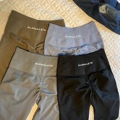 Titanium Leggings Black Leggings Missed The Return Date All Brand New & Size Xs Price Is For Each Alphalete Outfits, Alphalete Leggings, Thrift Haul, Birthday Wishlist, All Brands, Black Leggings, Colorful Leggings, Black Gray, Pant Jumpsuit