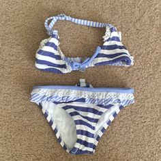 Omg!!! So Adorable. Size 1 (I Would Say Fits The First Few Months) Mayoral Chic Blue And White Bikini Only Tried On Never Worn In The Pool Playful Beach Sets With Stretch, Blue Stretch Swim Sets For Pool, Blue Stretch Swimwear Sets For Pool, Blue Stretch Sets For Pool, Blue Fitted Swim Set, Fitted Blue Swim Sets, Blue Swimming Sets, Fitted Beachwear Tankini For Playtime, Fitted Blue Beach Set