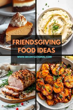 a collage of pictures with different food items and text that reads, friends giving food ideas