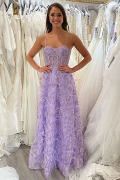 Modsele lavender lace long prom dress features sweetheart neckline, spaghetti straps, feather details and A-line gathered skirt.
Product Details:

SKU:PD3116
Polyester material
Full length
Size: US 0- 16. Check our Size Chart to get your correct size. 
Recommend custom size for plus size.
Free custom size service is available. Email your exact measurements once order is placed. 
Fully lined & Built with bra
Processing time: 10-15 business days. 
If you want to speed up your dress processing time, please put in the link of rush order fee into your shopping cart to check out with the item you want. And email us the date when you need it once the order is placed.

Feel free to contact our customer service: contact@modsele.com if you have any questions. Lavender Dress Prom, Long Lavender Dress, Wedding Dress Petticoat, Lace Long Prom Dress, A Line Prom Dress, Lavender Dresses, Evening Dresses Cocktail, A Line Prom Dresses, Mothers Dresses