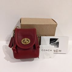 Vintage Coach Mini Daypack Key Fob In Red. Discontinued And Rare. Comes With Original Box, Price Tag, And Original Mini Hang Tag & Keyring. Thick Glove Tanned Leather. Untouched, In It's Original State. Excellent Condition. No Damage, Ink, Odor Or Stains At All. A Collectors Item. 23/4" Wx 3" Hx 2" D Red Bag For Everyday Use, Coach Leather Bags As A Gift, Coach Sling, Vintage Coach Bags, Key Bag, Handbag Heaven, Vintage Keys, Cute Cars, Vintage Coach