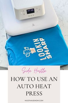 an ironing board with the words how to use an auto heat press