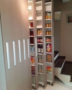 the pantry is open and ready to be used as a storage area for food items