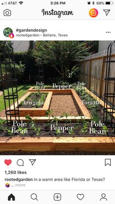 an instagram page with the words garden design and pictures on it's side