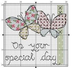 a cross stitch pattern with two butterflies on it and the words, you're ready to