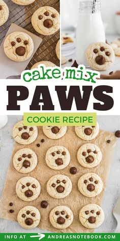 the cover of cake mix paws cookie recipe