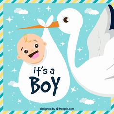 it's a boy card with stork and baby