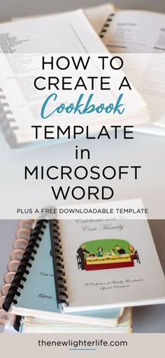 an open notebook with the title how to create a cookbook template in microsoft word