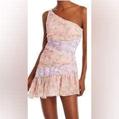 Nwot Women Color: Pink Size: 4 Never Worn One Shoulder Mini Dress, Purple Silk, Woman Colour, Pink Purple, Colorful Dresses, One Shoulder, Size 4, Mini Dress, Silk