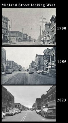 three pictures showing the different streets in old town