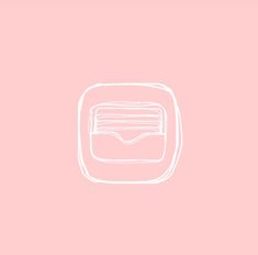 a pink background with a white line drawing of a card case on top of it