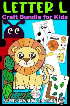 the letter l craft bundle for kids with lion, ladybug and ladybug