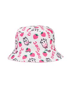 Details: - Fully reversible bucket hat - Side one: pink with embroidered graphic on the front featuring Bianca Latte! - Side two: Sublimation print with “Strawberry“ written in Japanese - Material: 100% polyester - Print placement will vary- One size fits most Strawberry Bucket Hat, Cute Bucket Hats, Ninja Hoodie, Athletic Crop Top, Adorable Homes Game, Strawberry Patch, Reversible Bucket Hat, Cropped Crewneck, Anorak Jacket