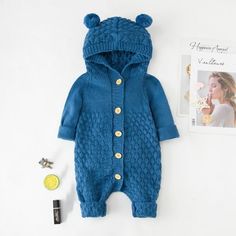 Baby Boy Girl Knit Romper - Best Baby Clothes | Laudri Shop dark blue Newborn Coats, Pregnant Outfit, Boys Cardigans, Baby Boy Jackets, Kids Overalls, Solids For Baby, Boys And Girls Clothes, Cool Baby, Girls Jumpers