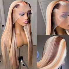 Bone Straight Colored Wigs P4/613 HD Highlight Wigs 13x4 Transparent Lace Front Wigs Honey Blond, Hair Blond, Balayage Color, Blonde Lace Front Wigs, Colored Wigs, Straight Lace Front Wigs, Front Lace Wigs Human Hair, Brown To Blonde, Blonde Wig