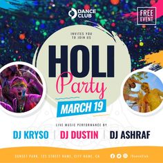 the holi party is coming to town on march 19