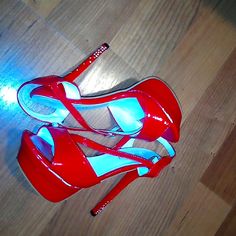 Sexy Red Heels Brand New Never Been Worn 40 Eu Size Is A Size 9 In Us Size Glamorous Red Open Heel Heels, Glamorous Red Platform Heels, Red Heels With Red Sole For Night Out, Red Platform Heels For Night Out, Red Heels For Night Out, Glamorous Red Heels With 4-inch Heel, Shoes Cute, Red Heels, Shoes Women Heels