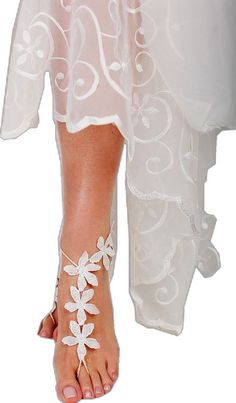 Elegant Open Toe Bridal Accessories For Summer, Elegant Summer Bridal Accessories With Open Toe, Bohemian Barefoot Wedding Sandals For Spring, Bohemian Barefoot Sandals For Spring Wedding, Elegant Summer Ankle Wrap Barefoot Sandals, Summer Party Bridal Accessories In White, Elegant Spring Party Barefoot Sandals, Elegant Barefoot Sandals For Spring Party, Elegant Open Toe Barefoot Sandals For Beach