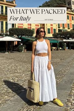 Trendy Italy Outfits, Modest Italy Summer Outfits, Italy Skirt Outfit, How To Dress Italian Womens Fashion, Wedding Vacation Outfit, Outfits To Wear In Rome Italy, Honeymoon In Greece Outfits, Euro Summer Beach Outfit, Romantic Vacation Outfits