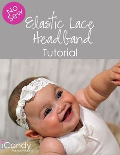 Baby Headband Tutorial, Perlengkapan Bayi Diy, Vintage Headband, Diy Baby Headbands, Sequin Flower, Headband Tutorial, Sewing Elastic, Lace Headband, Vintage Headbands