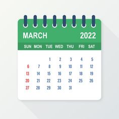 a blue and white calendar with the month on it