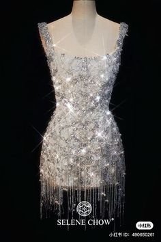 Sparkly Tassel Dress, Coachella Performance Outfits, Concert Outfit Performer, Tour Outfits Fame Dr, Aesthetic Stage Outfits, Sparkly Stage Outfits, Grammy Performance Outfit, Silver Stage Outfit, Preformance Outfits Singer