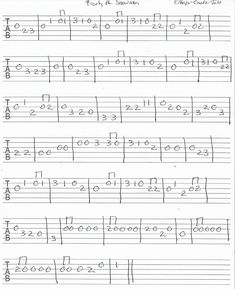 sheet music for guitar with numbers and notes